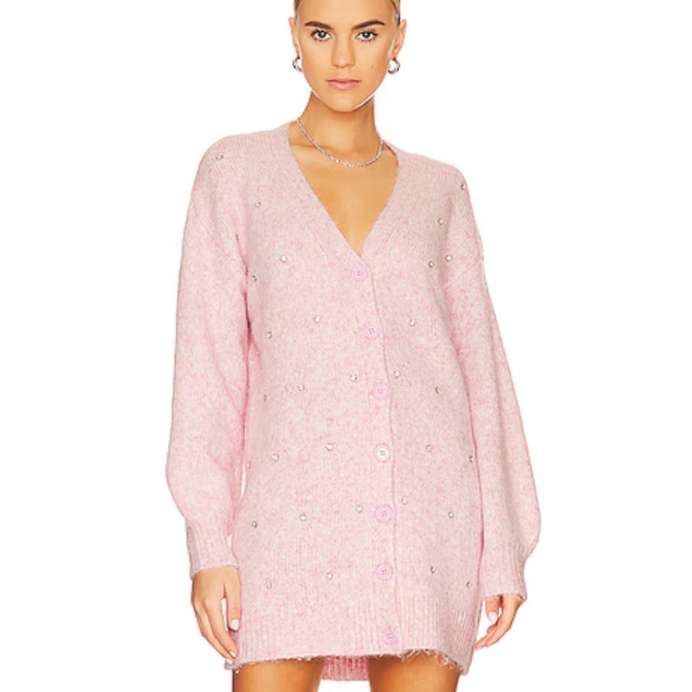 Rishelle Embellished Sweater Dress in Light Pink